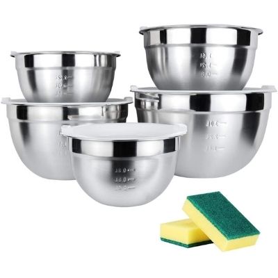 The WellNow Co Shop Set of 5 stackable stainless steel bowls with lids