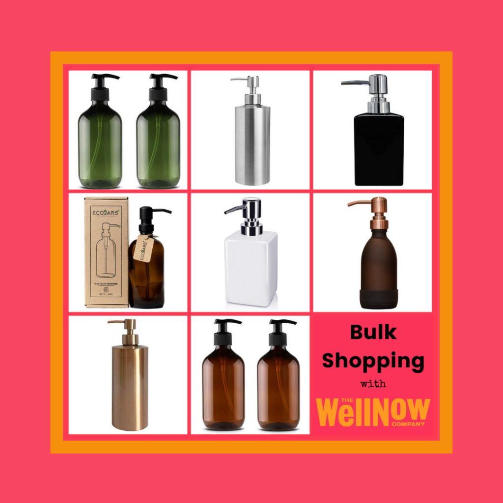 The WellNow Co bulk shopping dispensers for shampoo conditioner and hand wash